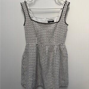 Cider Black & White Tweed Square-Neck Mini Dress